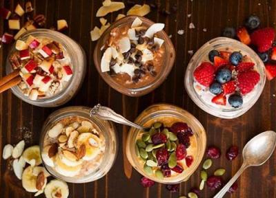 طرز تهیه چند صبحانه لاکچری (اوتمیل اورنایت Overnight Oatmeal)